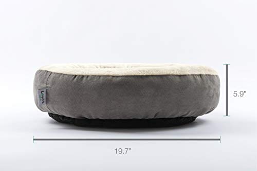 Love's cabin Round Donut Cat and Dog Cushion Bed, 20in Pet Bed for Cats or Small Dogs, Anti-Slip & Water-Resistant Bottom, Super Soft Durable Fabric Pet Beds, Washable Luxury Cat & Dog Bed Gray
