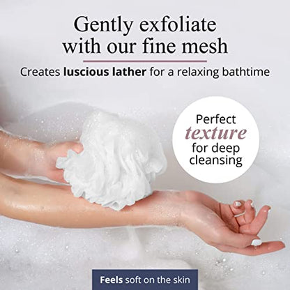 MainBasics Bath Shower Loofah Sponge Pouf Body Wash Scrubber (Set of 3) (Airy Blossom)