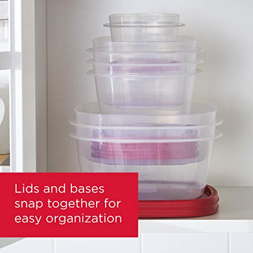 Rubbermaid 16-Piece Food Storage Containers with Lids and Steam Vents, Microwave and Dishwasher Safe, Red