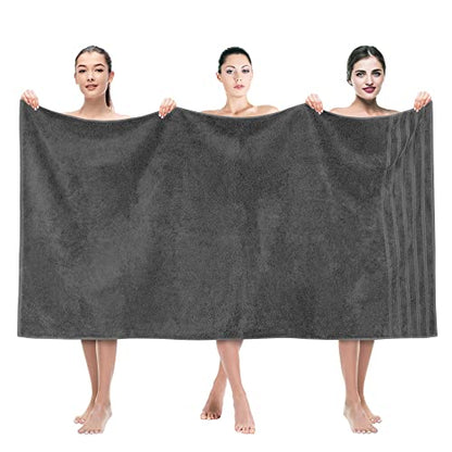 American Soft Linen Jumbo Large Bath Towels, 100% Turkish Cotton Bath Sheet 35 in 70 in, Bath Towel Sheets for Bathroom, Gray