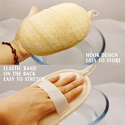 Natural Loofah Sponge Exfoliating Body Scrubber (3 Pack),Made with Eco-Friendly and Biodegradable Shower Luffa Sponge, Loofah for Women and Men, Beige