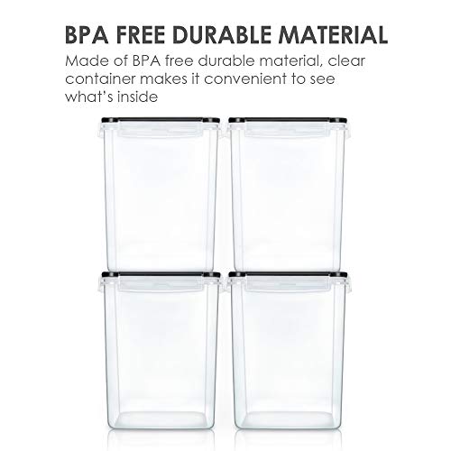 Large Food Storage Containers 5.2L / 176oz, Vtopmart 4 Pieces BPA Free Plastic Airtight Food Storage Canisters