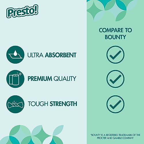 Amazon Brand - Presto! Flex-a-Size Paper Towels, 158 Sheet Huge Roll, 12 Rolls (2 Packs of 6), Equivalent to 38 Regular Rolls, White