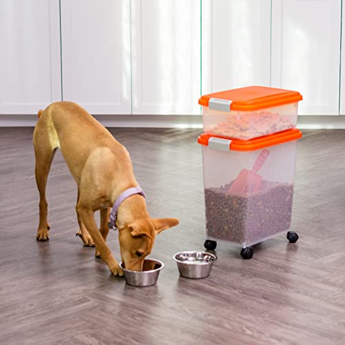 IRIS USA 33qt + 12qt Airtight Pet Food Container Combo with Scoop, Orange