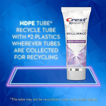 Crest 3D White Brilliance Teeth Whitening Toothpaste, Vibrant Peppermint, 3.5 oz, Pack of 3