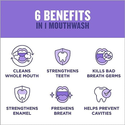 Listerine Total Care Anticavity Fluoride Mouthwash, 6 Benefits in 1 Oral Rinse Helps Kill 99% of Bad Breath Germs, Prevents Cavities, Strengthens Teeth, ADA-Accepted, Fresh Mint, 1 L