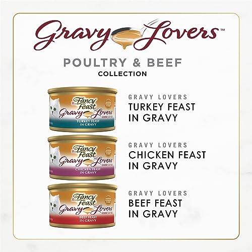 Purina Fancy Feast Gravy Lovers Poultry and Beef Gourmet Wet Cat Food Variety Pack - (24) 3 oz. Cans