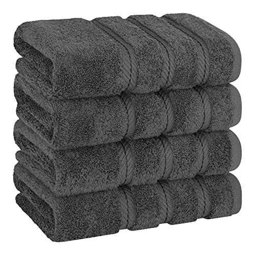American Soft Linen Luxury Hand Towels, Hand Towel Set of 4, 100% Turkish Cotton Hand Towels for Bathroom, Hand Face Towels for Kitchen, Gray Hand Towel