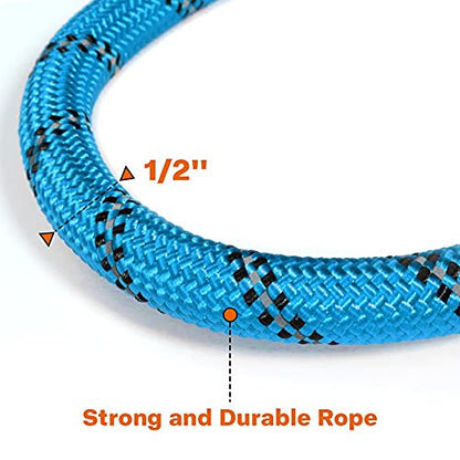 Taglory Rope Dog Leash 6 FT with Comfortable Padded Handle, Highly Reflective Threads Dog Leash for Large Dogs, 1/2 inch, Blue