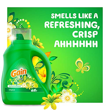 Gain Laundry Detergent Liquid Soap Plus Aroma Boost, Original Scent, He Compatible, 90 Loads Total, 65 Fl Oz (Pack Of 2)