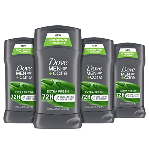 Dove Men+Care Antiperspirant Deodorant Stick for Men Extra Fresh 4 Count with 72-hour Sweat & Odor Protection with 1/4 Moisturizing Cream & Long-lasting Citrus scent 2.7 oz